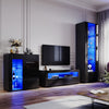 Black High Gloss Living Room Set LED TV Stand Cabinet Display Sideboard Cupboard