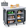Portable Aluminum Kitchen Cook Station w/ Zipper Bag-Grey