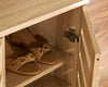 3 Door Oak Wooden Shoe Storage Cabinet Rack Stand Cupboard Slatted Doors