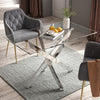 Modern Clear Tempered Glass Dining Table Cross Chrome Legs Kitchen Furniture