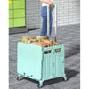 FOLDING SHOPPING CART PLASTIC CRATE TROLLEY STORAGE BOX WHEELS BOOT WITH LID 45L