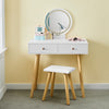 Gift Dressing Table Round LED Mirror Vanity Make up Desk Stool Storage Set