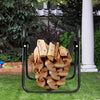 Firewood Storage Holder with Canvas Tote Carrier & Heavy-Duty Metal Frame