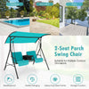 Outdoor Canopy Swing Chair W/ Center Tray & 23L Cooler Bag-Green