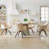 2x Beige 360° Swivel Dining Chairs Velvet Padded Seat Dining Room Chair Modern