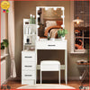 LED Lighted Mirror Vanity Makeup Desk Dressing Table Set With Drawers & Stool