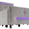 UPHOLSTERED 4FT6 DOUBLE BED FRAME WITH 4 DRAWERS LED LIGHT STRIPS VELVET FABRIC