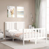 Gecheer Bed Frame with Headboard White 120x200 Solid Wood Bed Frame Q0F4
