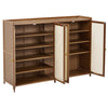 Large Free Stand 4 Door Shoe Cabinet Storage Cupboard Footwear Stand Rack Rattan