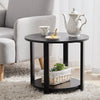 Small 2 Tier White Black Wooden Side Table with Shelf Bedroom Coffee End Table