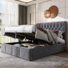 Upholstered Bed Frame with Hydraulic Lift, 5ft King Size Bed Frame with Storage
