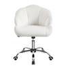 White Boucle Office Chair with Wheels Swivel Teddy Desk Chair for Home Office
