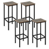 Set of 4 Bar Stool Set 72cm Backless Bar Chairs with Metal Legs & Footrest