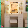 Dressing Table Vanity Makeup Desk Set with Stool Drawer 3-Color LED Light Mirror