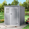 Grey Large Plastic Garden Shed Outdoor Storage Shed w/ Door and Window 181x183cm