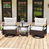 3 PCS Outdoor Swivel Chair Set Patio Garden Wicker Bistro Furniture