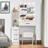 LED Vanity Table Set Sliding Lighted Mirror Dressing Table 6 Drawer Dresser Desk