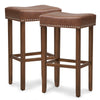 2Pcs Bar Stool PU Leather Counter Height Saddle Stools Dining Chairs Brown 74CM