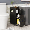 Small Bathroom Storage Cabinet with Toilet Brush Holder-Black
