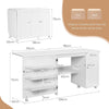 Multipurpose Sewing Machine Desk with Storage Shelves-White