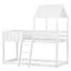 Wooden Bunk Beds 3FT Treehouse Loft Bed Kids Mid-Sleeper Cabin Bed 90x190 White