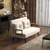 Convertible 2-Seater Sofa Bed Double Loveseat Adjustable Backrest Cushions Beige