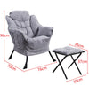 Fabric Lazy Chair with Footstool Relax Lounge Chair Accent Armchair Sofa Chair