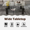 Rectangle Glass Coffee Table Modern Living Room Furniture Shelf White Black Wood