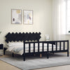Camerina Bed Frame with Headboard Black 200x200 Solid Wood,Furniture,Beds M3F7