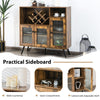 Industrial Side Cabinet Kitchen Sideboard Wooden Cupboard w/Adjustable Shelves