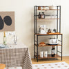 5-Tier Kitchen Storage Display Stand Microwave Oven Stand Bakers Rack with Hutch