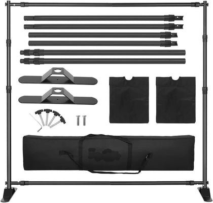 3x2.4m/10x8ft Heavy Duty Backdrop Stand Adjustable Photography Backdrop Black