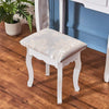 Dressing Table 5 Drawer Makeup Desk Dresser w/Mirror and Stool Bedroom White