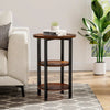 3 Tier Industrial End Table Wooden Round Side Table Nightstand with Metal Legs