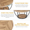 Round Coffee Table, Industrial 2-Tier Circle Coffee Table with Storage Shelves