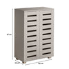 2 Door Shoe Storage Cabinet Grey Wooden Rack Stand Cupboard Slatted Doors Oslo