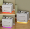 LED Nightstand With Charging Station and 2 Drawers - High Gloss Bedside Table