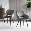 Grey Velvet Dining Chairs of 2 Dining Room Kitchen Chairs Set Modern
