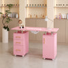 Manicure Nail Table Movable Nail Station Desk with Casters for Nails Art Beauty
