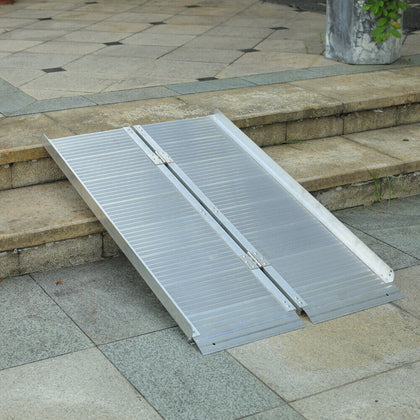92 x 72 cm Folding Wheelchair Ramp Aluminum Medical Mobility Threshold w/Handle