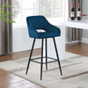 Pair of Blue Bar Stools Velvet Bar Chair with Padded Seat Modern Kitchen Chair