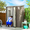 Outdoor Storage Shed Steel Garden Shed w/ Lockable Door Light Grey