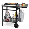 Movable Dining Cart Table Double-Shelf Trolley Outdoor Prep Cart Grilling Table