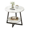 Round 2 Tier Coffee Table Side Table White Marble Effect End Table Living Room