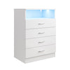 Bedroom White Chest of 4 Drawers High Gloss Bedside Cabinet with RGB LED Lights