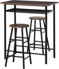 Bar Table Set 3 Piece Stools Shelf Industrial Dining Breakfast Table for Kitchen