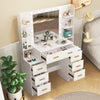 Large Dressing Table With Smart LED Mirror 7 Drawers Makeup Vanity Desk White UK