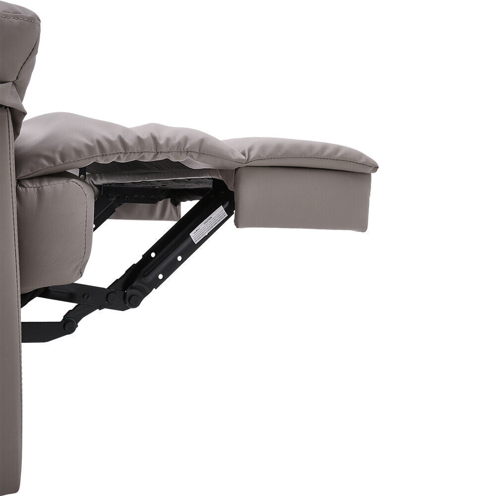Manual Reclining Armchair Faux Leather Upholstered Sofa Chair Lounger Recliner