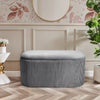 78cm Grey Storage Stool Footstool Chair Seat Oval Ottoman Pouffe Lidded Box Deco