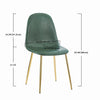 2x Green PU Leather Dining Chairs Golden Legs&Round Clear Glass Dining Table Set